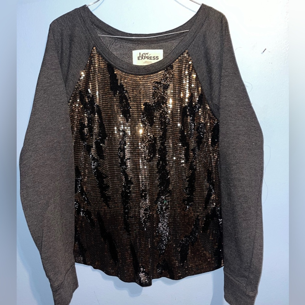 Express Sweater with Front Sequins, Womens Large